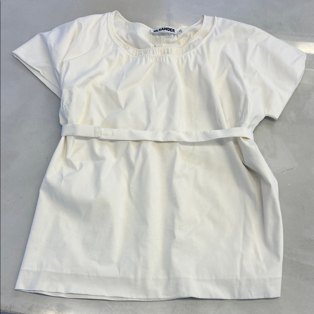 Jil Sander Cream Short Sleeve Blouse